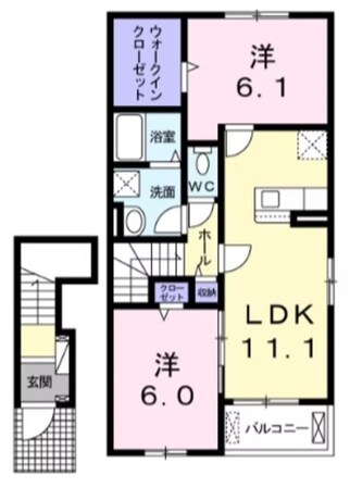 プロムナードK Ⅱの物件間取画像